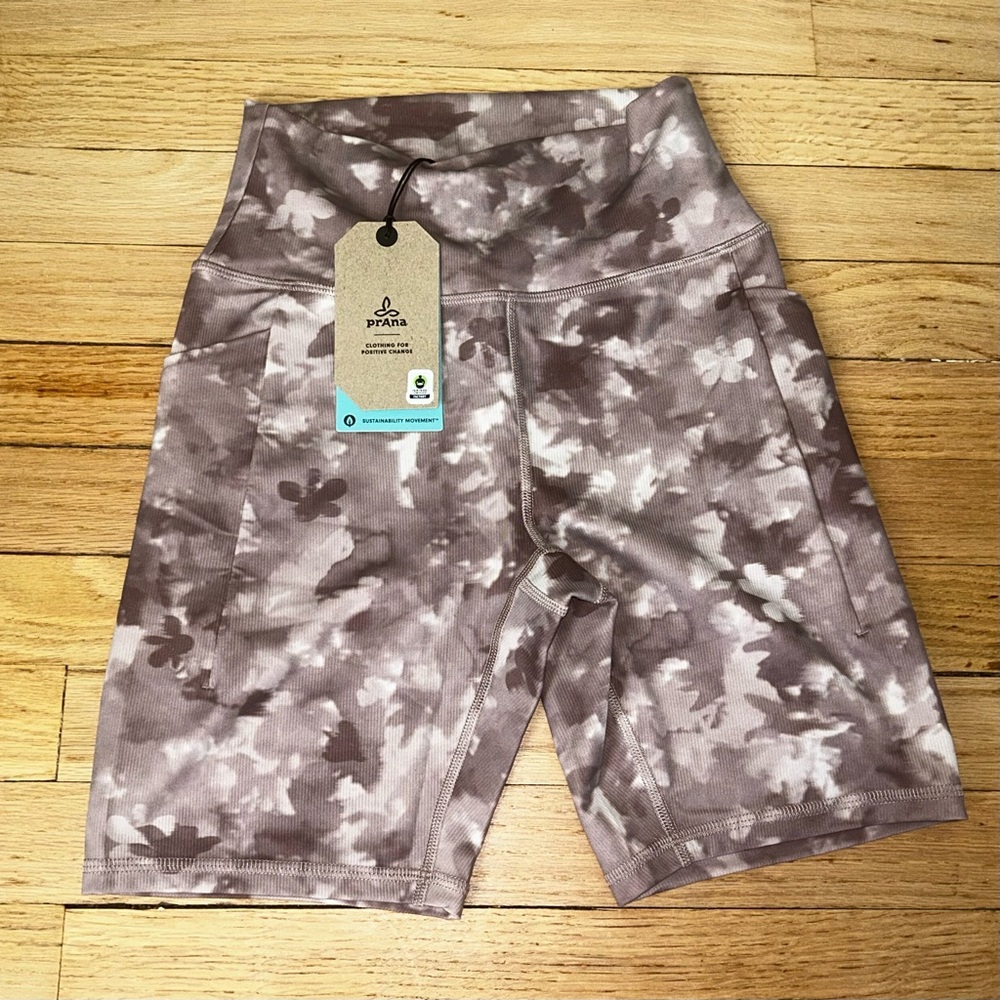 Nwt prana becksa pocket short willow summer breeze purple HR biker‎ small